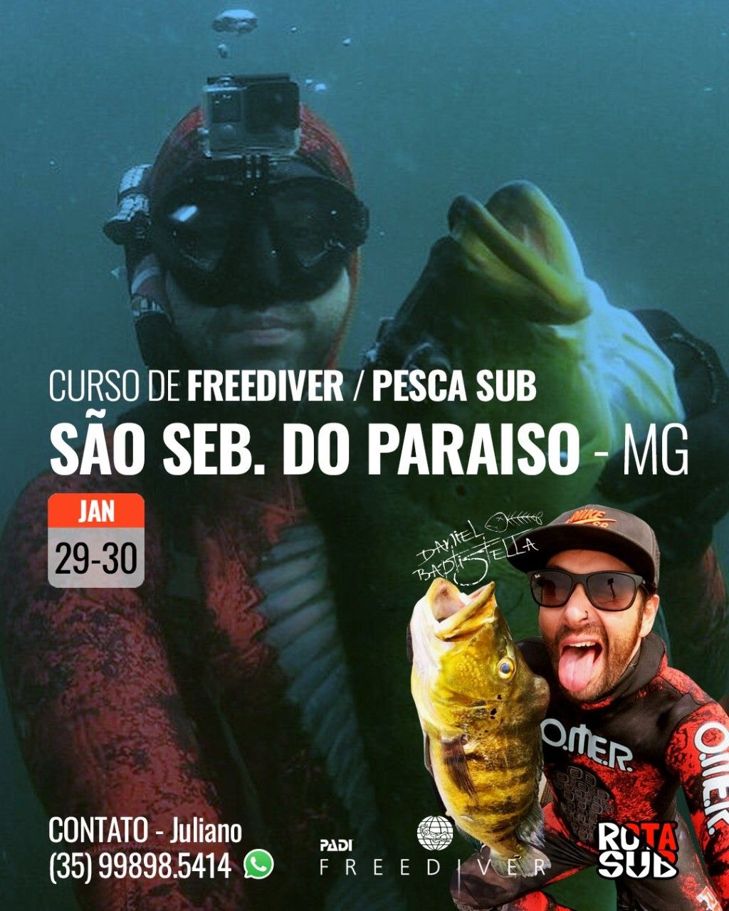 Curso Freediver Padi e Pesca Sub São Sebastião do Paraíso/MG - 1